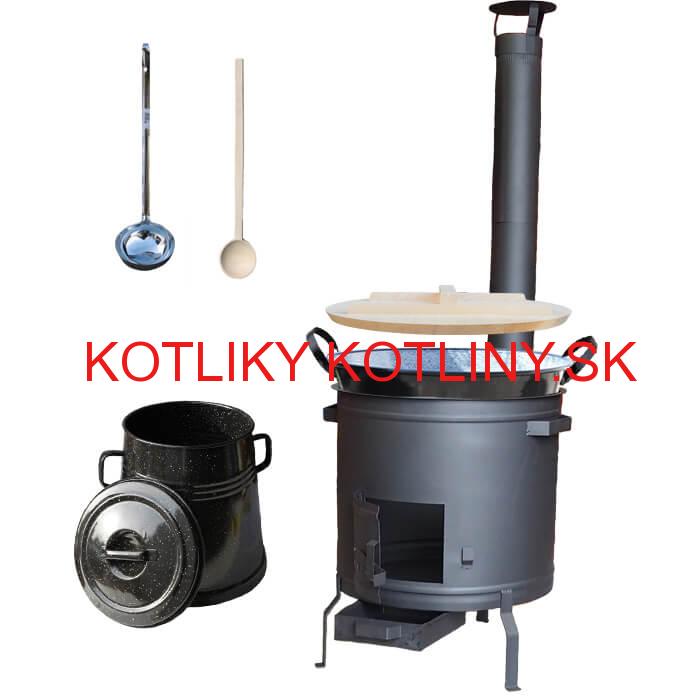 Smaltovaný kotol 100 L + žiaruvzdorná kotlina 60 cm PLUS 600 + Nádoba na masť 10 L
