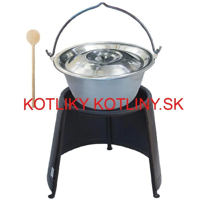 Nerezový kotlík 14 L (0,8 mm) + pokrievka + chránič plameňa