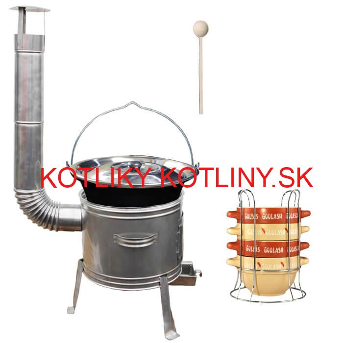 Smaltovaný kotlík 22 L (1,2 mm) + misky na guláš 4 ks + nerezová kotlina 42 cm TOPLUX
