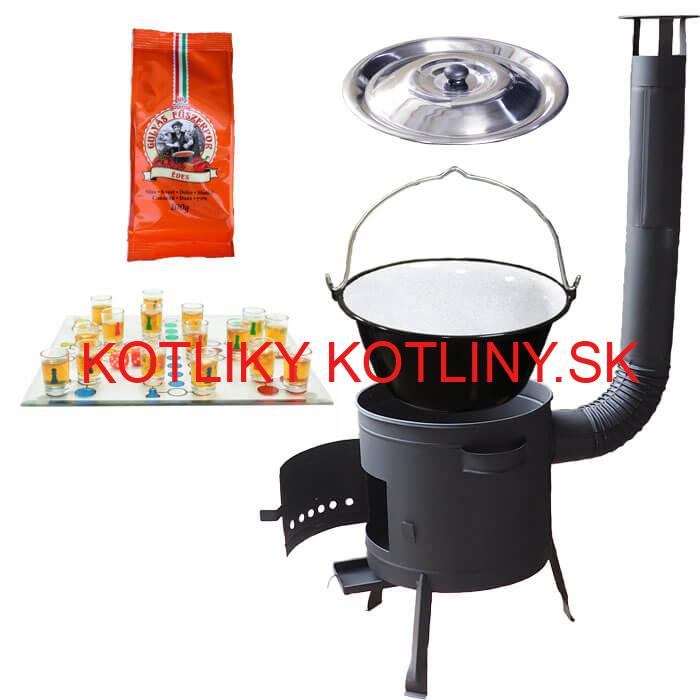 Smaltovaný kotlík 20 L (1,2 mm) + korenie + človeče pi už + nízka žiaruvzdorná kotlina 42 PLUS 600