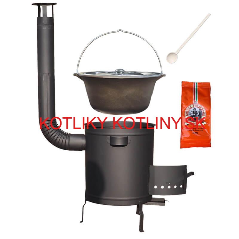 Liatinový kotlík 16 L + Hrubostenná kotlina 36 cm (1,5 mm) STRONG + žiaruvzdorná farba Plus 600