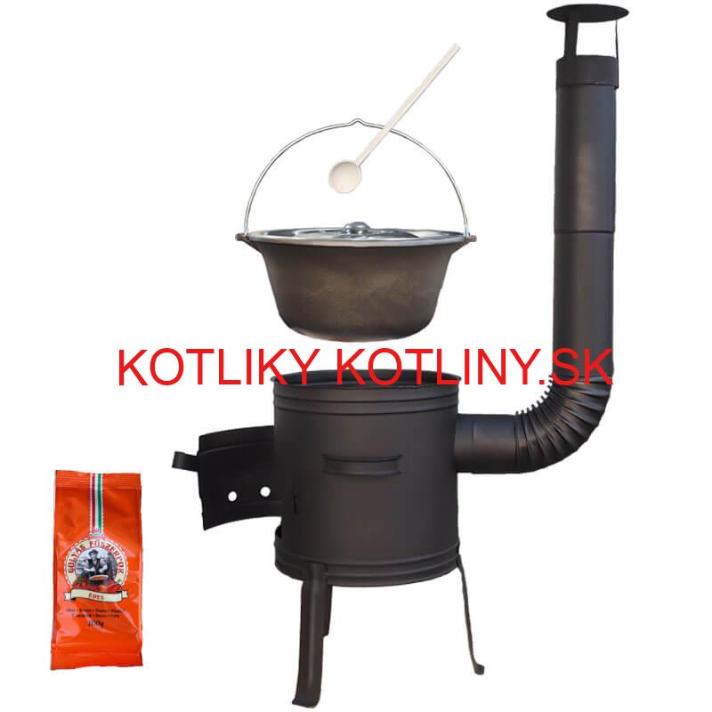Liatinový kotlík 10,8 L + kotlina 33 cm (1 mm) + žiaruvzdorná farba Plus 700