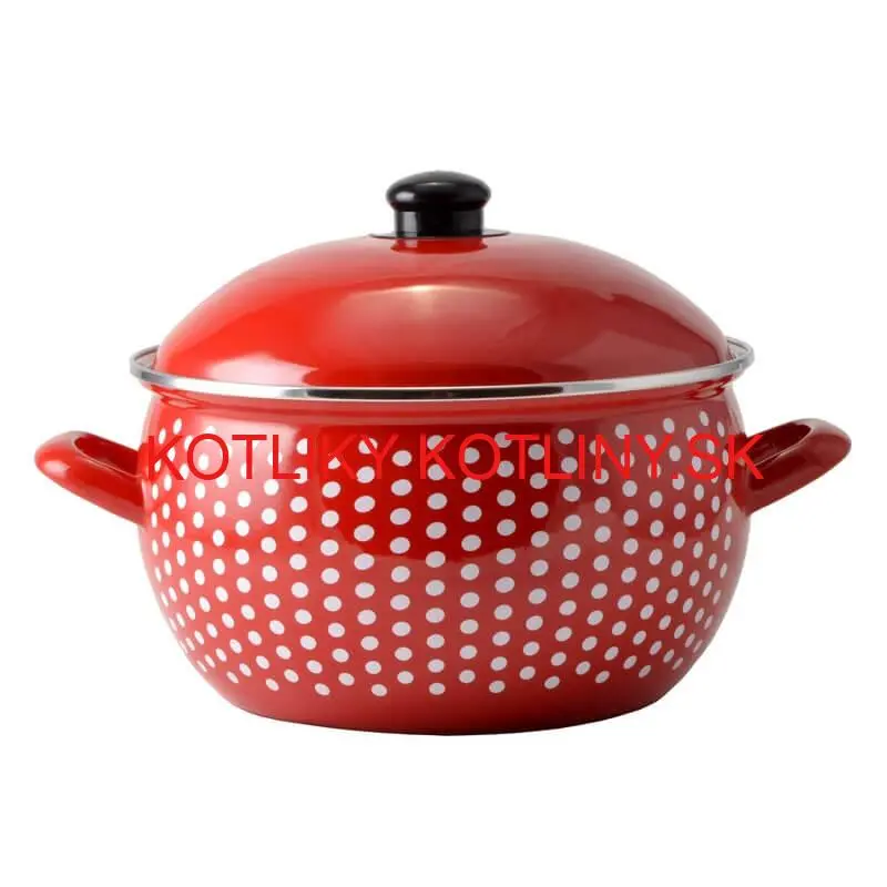 Smaltovaný hrniec 2 l červený 16 cm (bodkovaný)