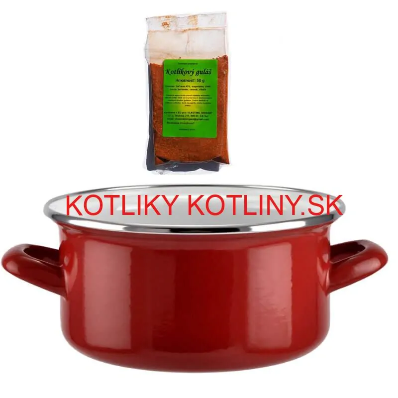 Smaltovaný kastról s pokrievkou 4 L červený + pikantná zmes korenia 50 g Kotlíkový guláš
