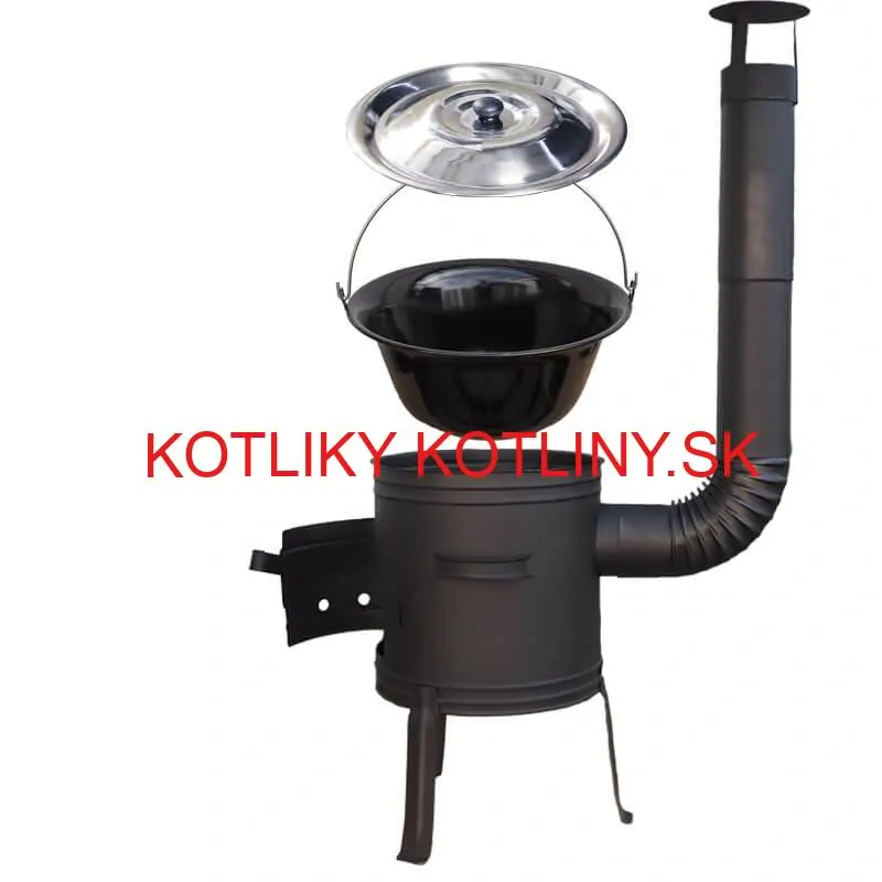 Smaltovaný kotlík 11 L BLACK + nerezová poklice INOX + žáruvzdorná kotlina 33 cm Plus 700