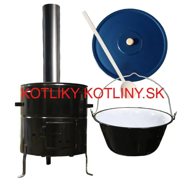 Smaltovaný kotlík 50 L (1,2 mm) + kovová kotlina 53 CLASSIC (KOV) + dymovod Max Party