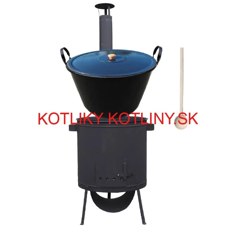 Smaltovaný kotol 70 L na zabíjačku + žiaruvzdorná kotlina 53 PLUS 600 4 MM + vareška