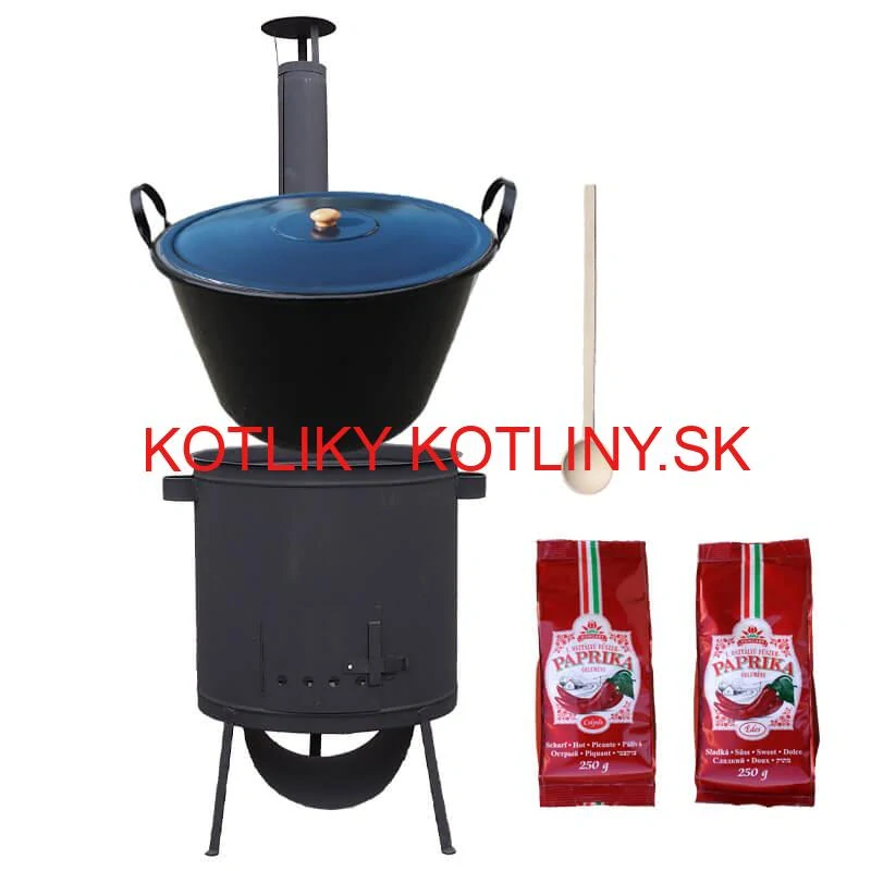Smaltovaný kotol 60 L na zabíjačku + žiaruvzdorná kotlina 53 PLUS 600 4 MM + sladká a štipľavá paprika + vareška