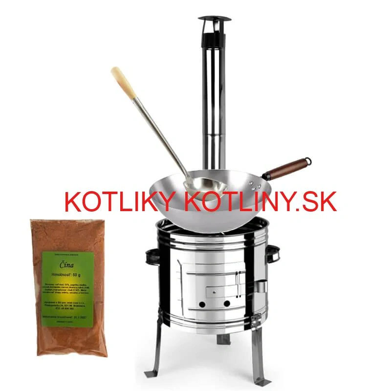 Nerezový kotlík 10 L (0,8 mm) + nerezová kotlina 31 INOX + Wok + korenie 50 g