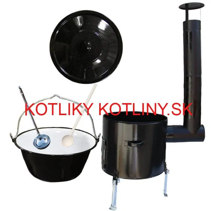 Smaltovaný kotlík 13 L (1,2 mm) + smaltovaná kotlina 36 cm + vareška a naberačka Easy party