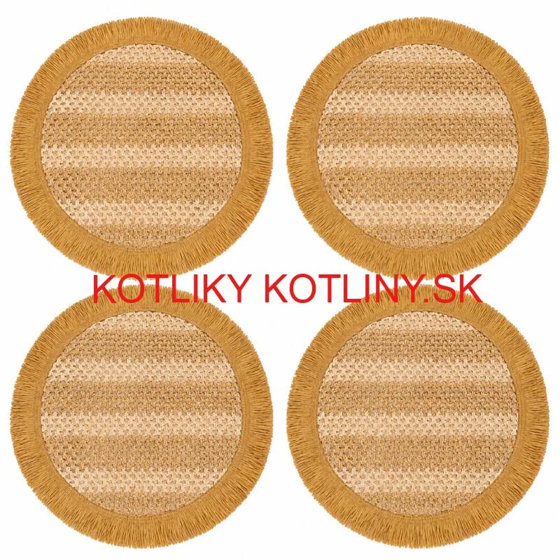 Okrúhle prírodné podložky pod tanier so strapcami 37 cm, 4 ks