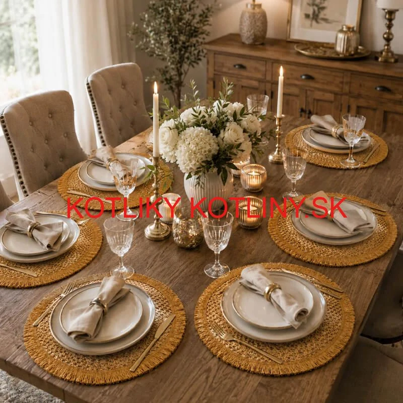 Okrúhle prírodné podložky pod tanier so strapcami 37 cm, 6 ks