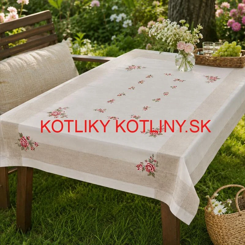 Hrubší textilný obrus Ruže Provence 130 × 180 cm