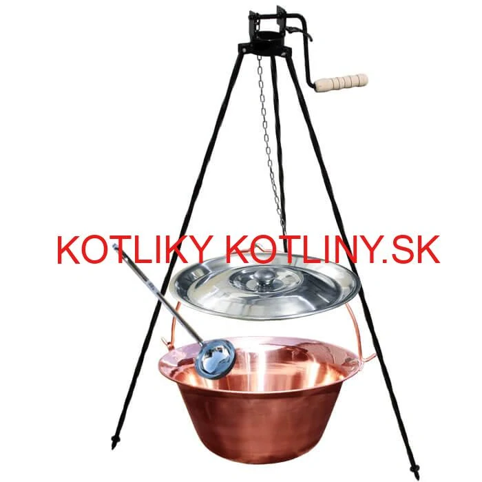 Medený kotlík 30 L (1,2 mm) + pokrievka + stojan s kladkou VAR