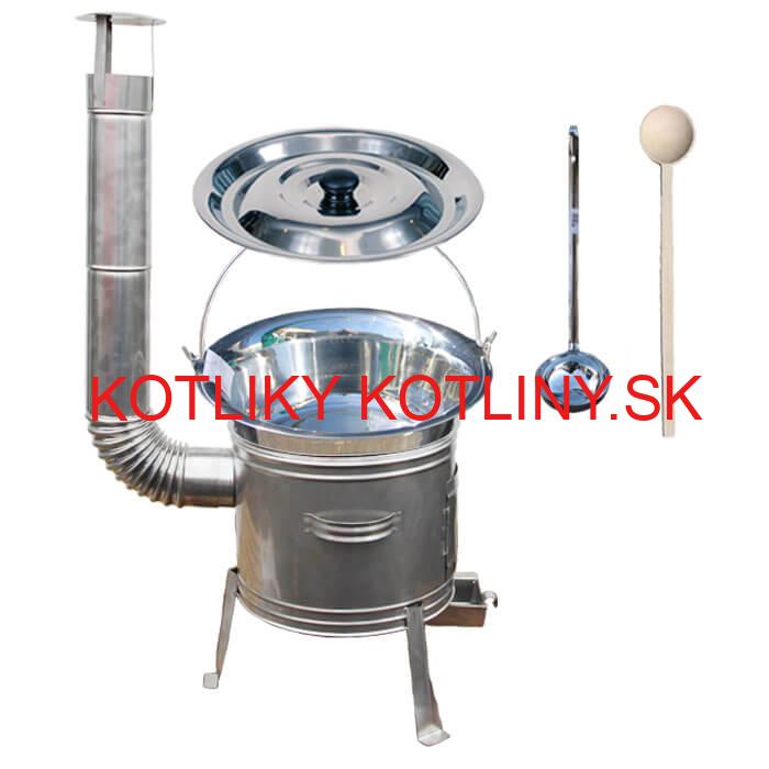 Antikorový kotlík 20 L (1,2 mm) + nerezová kotlina 42 cm + vareška a naberačka TOPLUX