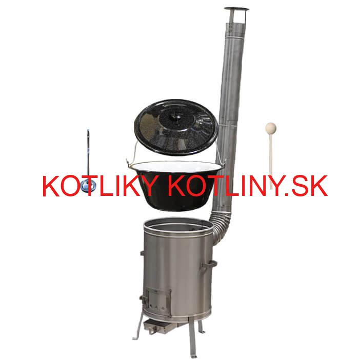 Smaltovaný kotlík 13 L (1,2 mm) + nerezová kotlina 36 cm + vareška a naberačka LUX