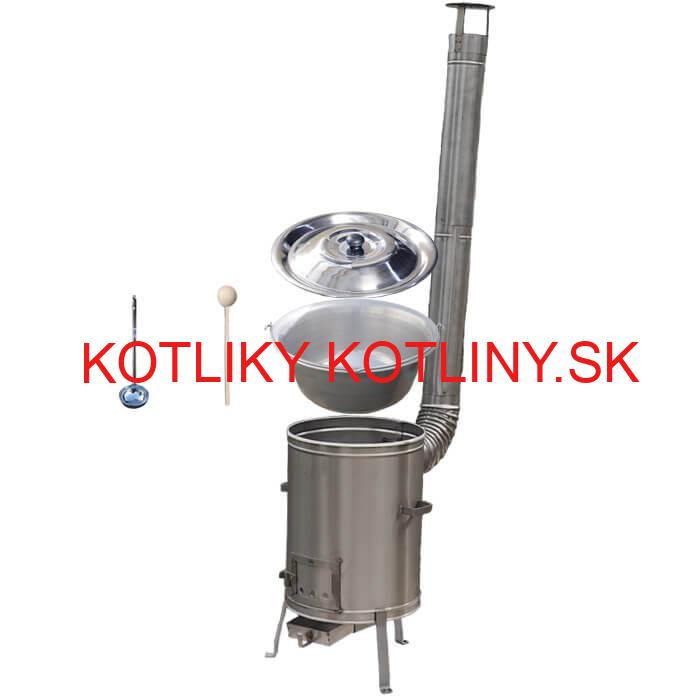 Nerezový kotlík 20 L (1,5 mm) + nerezová kotlina 42 cm + vareška a naberačka LUX