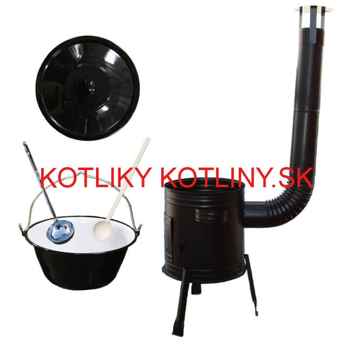Smaltovaný kotlík 16 L (1,2 mm) + kovová kotlina 39 CLASSIC (KOV) + vareška a naberačka Easy party