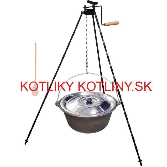Liatinový kotlík 22 L + stojan s kladkou VAR