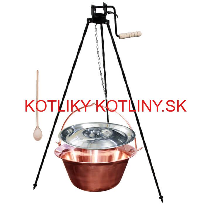 Medený kotlík 30 L + stojan s kladkou VAR