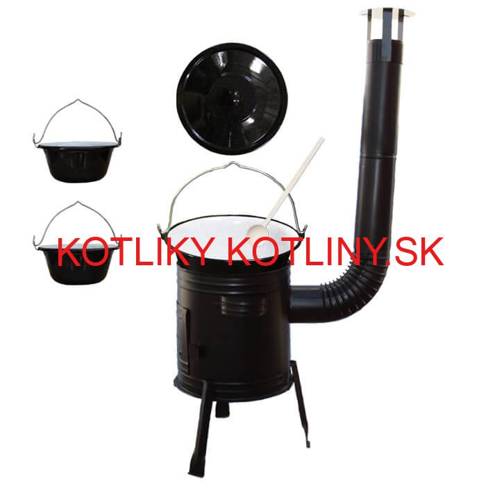 Smaltovaný kotlík 8 L (1,2 mm) + kovová kotlina 31 CLASSIC (KOV) + 2 smaltované servírovacie kotlíky 0,8 L