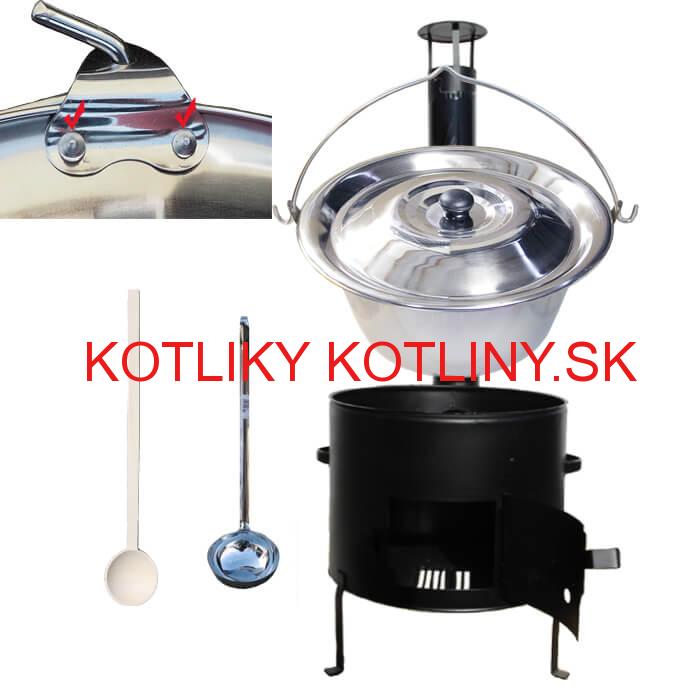 Smaltovaný kotlíkový set 42 cm + zosilnený nerezový kotlík 20 L