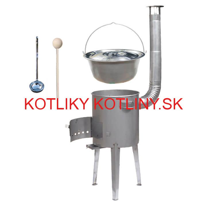Železný kotlík 20 L (0,75 mm) + nerezová kotlina 42 cm LUXUS