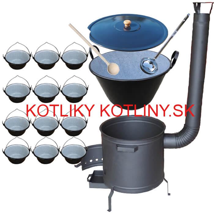 Smaltovaný kotol 50 L + servírovacie kotlíky (12 ks) PLUS 600