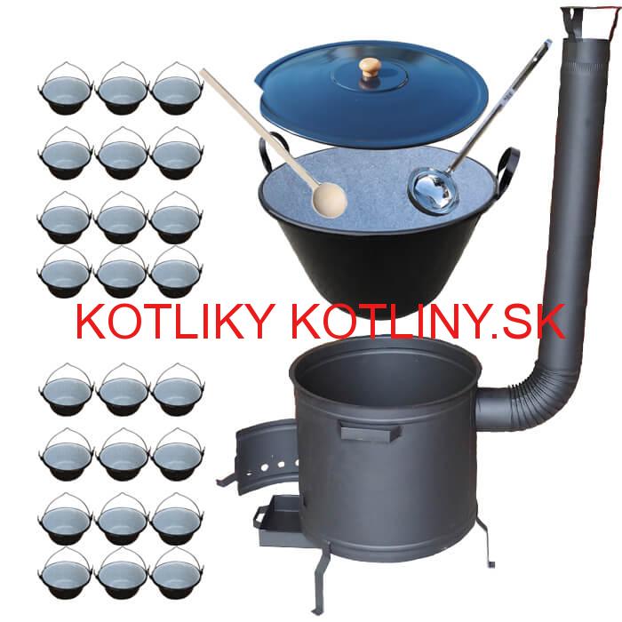 Smaltovaný kotol 80 L + servírovacie kotlíky (24 ks) PLUS 600