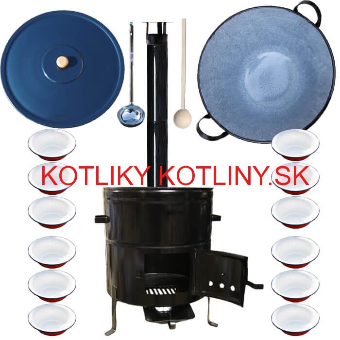 Smaltovaný kotol 80 L + smaltované taniere 12 ks BIG PARTY