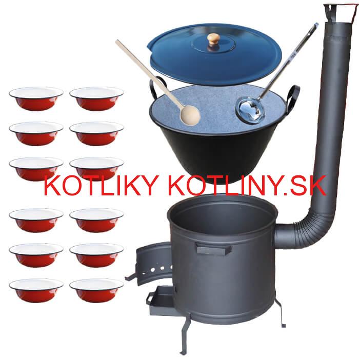 Smaltovaný kotol 80 L + smaltované taniere 12 ks PLUS 600