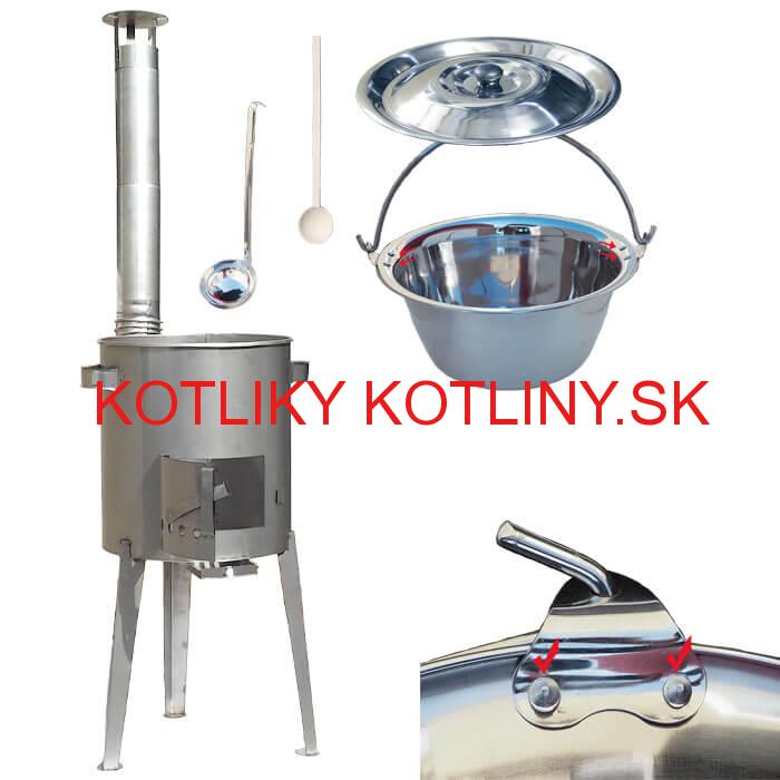 Zosilnený nerezový kotlík 30 L + nerezová kotlina 45 cm LUXUS