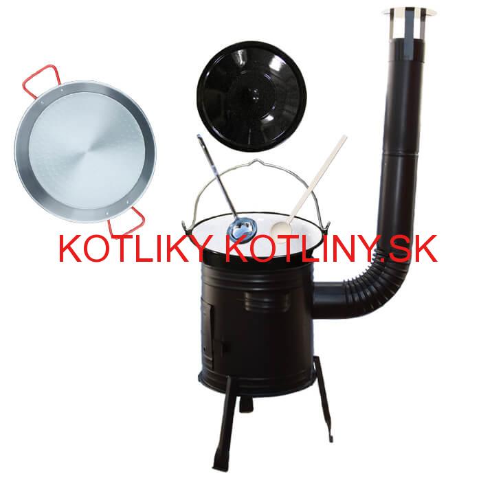 Paella oceľová panvica 42 cm so smaltovaným kotlíkom 16 L (1,2 mm) a kotlinou