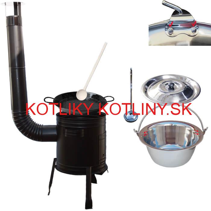Paella smaltovaná panvica 38 cm s nerezovým kotlíkom 15 L (0,8 mm) a kotlinou