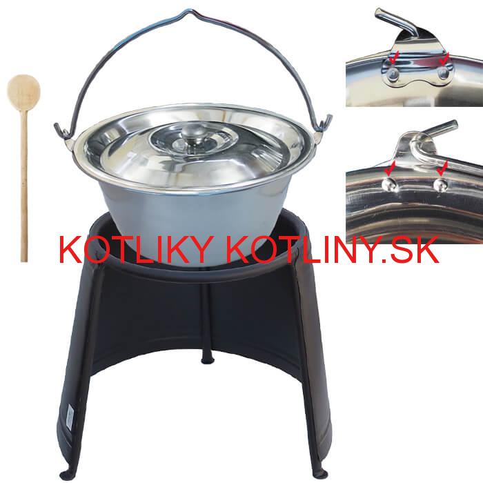 Antikorový kotlík 20 L (0,8 mm) s nitmi + chránič plameňa