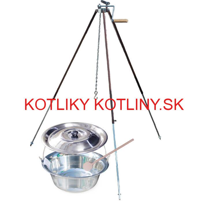 Antikorový kotlík 30 L (1,2 mm) + teleskopická trojnožka s poistnou kladkou + pokrievka