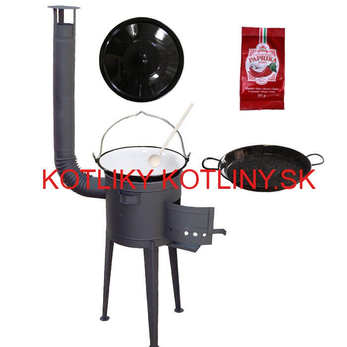Smaltovaný kotlík 13 L + Paella smaltovaná panvica + vysoká žiaruvzdorná kotlina 36 cm PLUS 600