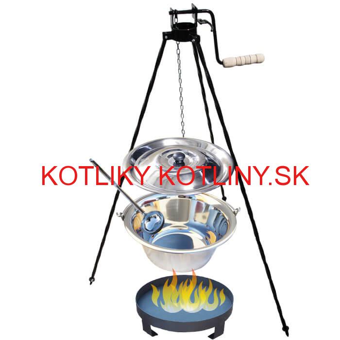 Antikorový kotlík 15 L (0,8 mm) s nitmi + stojan s kladkou VAR