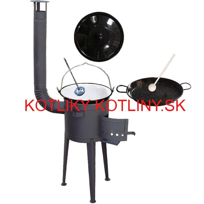 Smaltovaný kotlík 20 L (1,2 mm) + Paella smaltovaná panvica 46 cm + žiaruvzdorná vysoká kotlina 42 PLUS 600