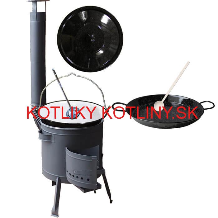 Smaltovaný kotlík 20 L + Paella smaltovaná panvica 46 cm + žiaruvzdorná nízka kotlina 42 PLUS 600