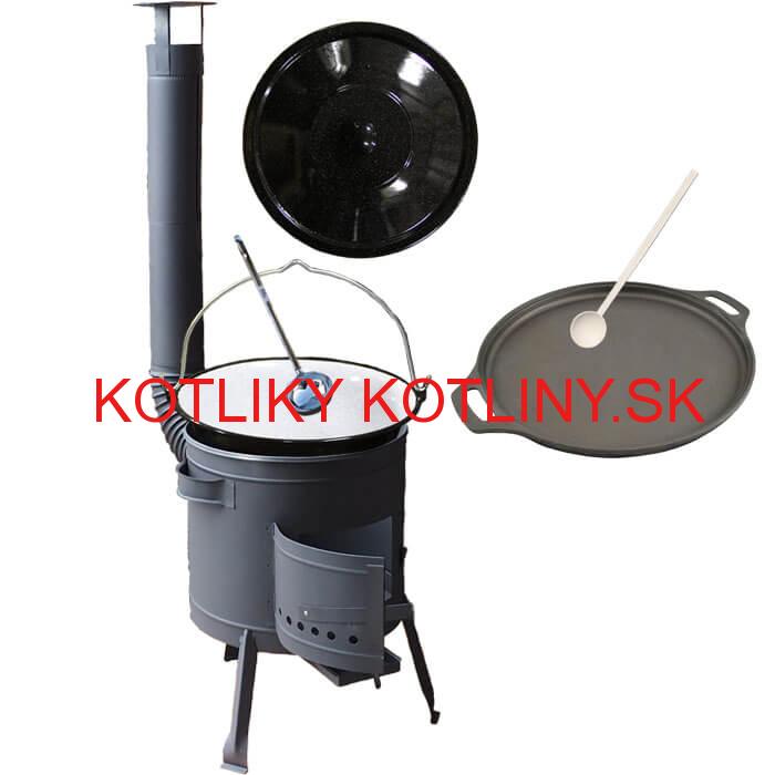 Smaltovaný kotlík 20 L (1,2 mm) + Liatinová panvica 43 cm + žiaruvzdorná kotlina 42 PLUS 600