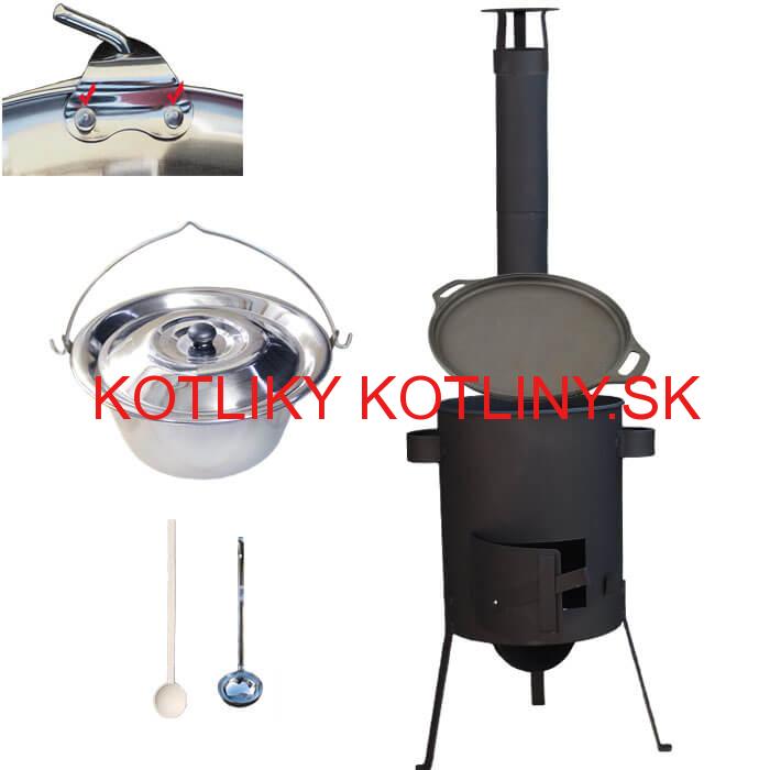 Antikorový kotlík 20 L (0,8 mm) + Liatinová panvica 43 cm + žiaruvzdorná kotlina 42 PLUS 600 4 MM