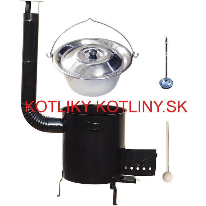 Nerezový kotlík 30 L (1,2 mm) + hrubostenná (1,5 mm) kovová kotlina 45 STRONG