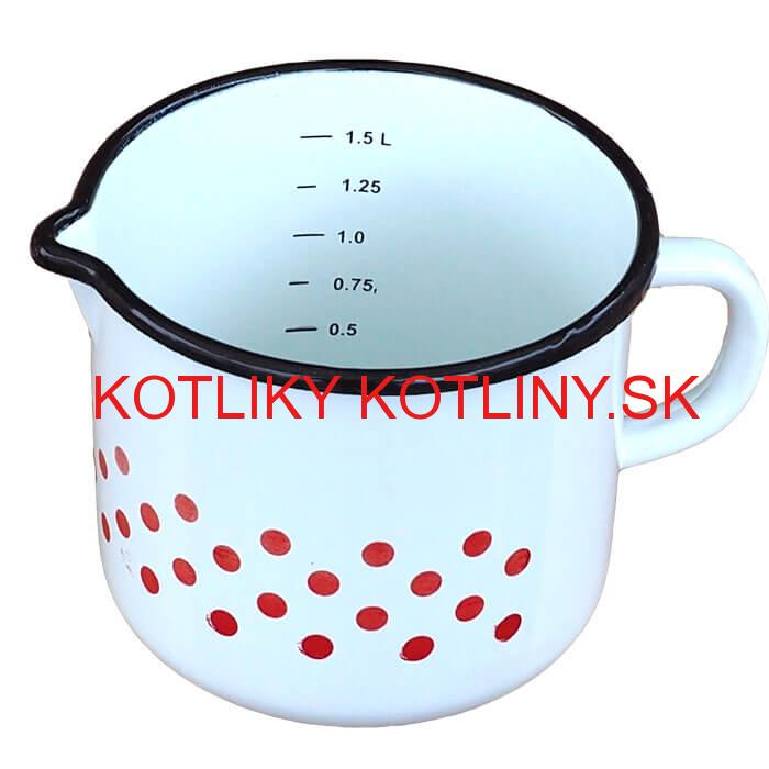 Smaltovaný hrnček s výlevkou 1,5 L - bodkovaný