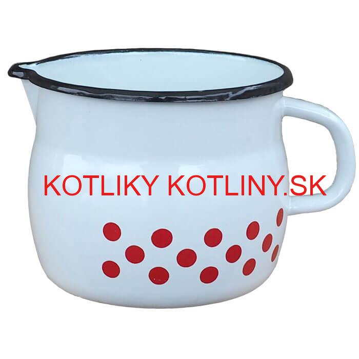 Smaltovaný hrnček s výlevkou 1,5 L baňatý - bodkovaný