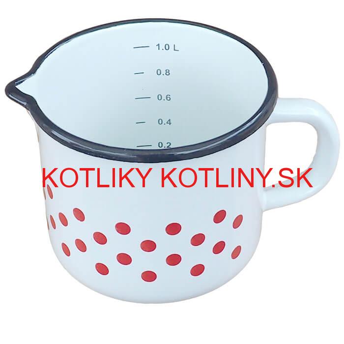 Smaltovaný hrnček s výlevkou 1 L - bodkovaný