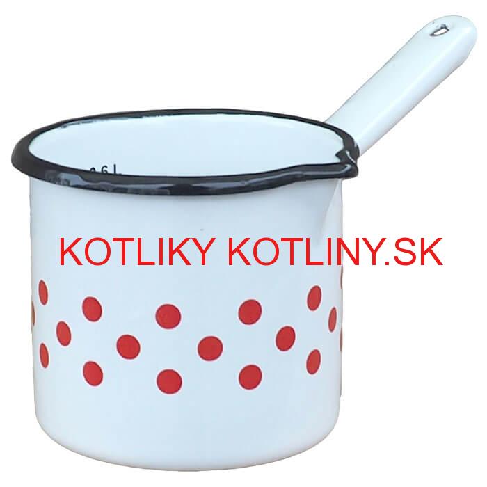Smaltovaný hrnček s rúčkou 0,6 L - bodkovaný