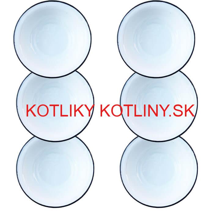 Súprava smaltovaných hlbokých tanierov 20 cm 6 ks