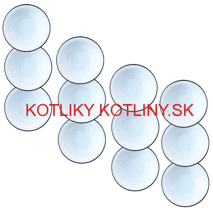 Súprava smaltovaných hlbokých tanierov 20 cm 12 ks