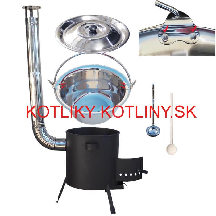 Antikorový kotlík 20 L (0,8 mm) zosilnený s nitmi + žiaruvzdorná kotlina (1 mm) 42 PLUS 600
